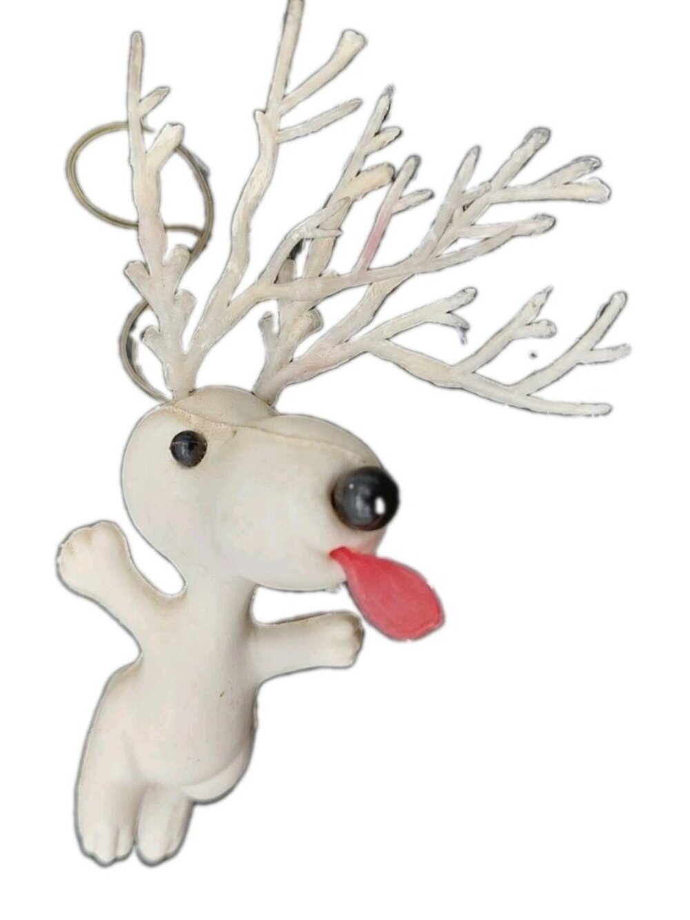 Peanuts Snoopy Christmas Tree Ornament Reindeer 4” Plastic Vintage